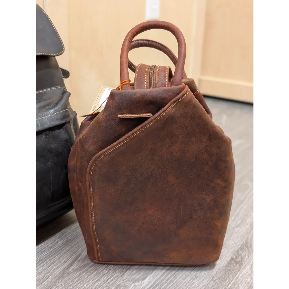 Rustic brown leather shoulder bag GW006B best seller with stitching