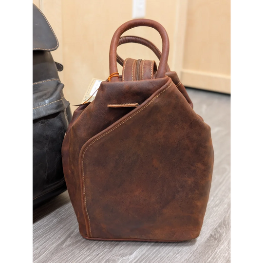 Rustic brown leather shoulder bag GW006B best seller with stitching