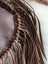 Brown leather fringe with braided edges on Mojave tassel bag