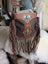 Mojave tassel bag in hunter leather with turquoise accents and fringe