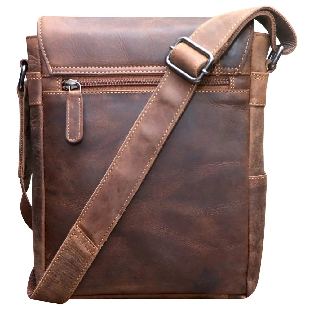 Lee small leather shoulder bag in brown textured finish