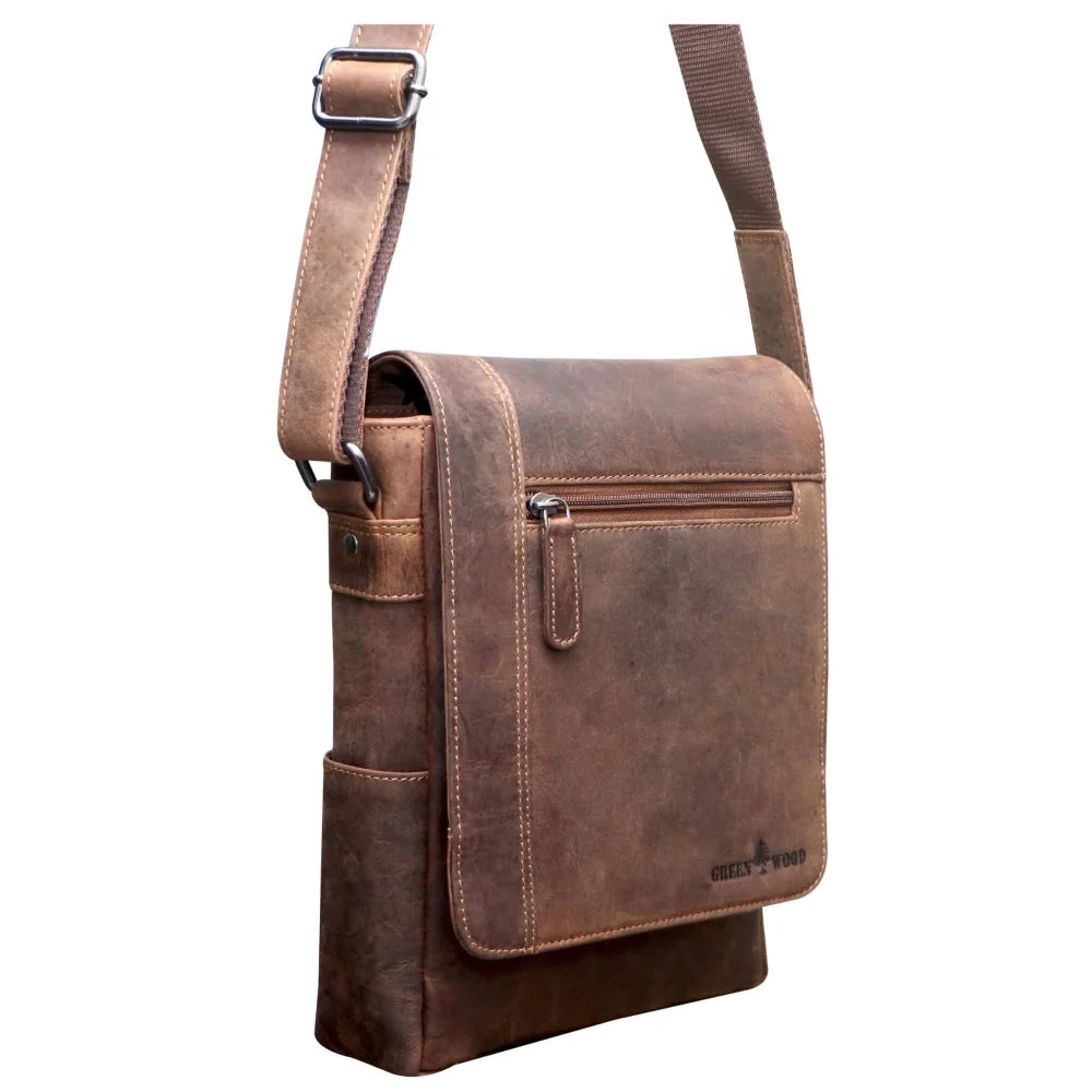 Lee small leather shoulder bag in brown textured finish