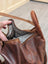 Brown leather shoulder bag GW006B best seller with checkered lining