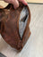 Brown leather shoulder bag GW006B BEST SELLER with checkered lining
