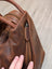 Brown leather shoulder bag GW006B best seller with stitching and zipper pull