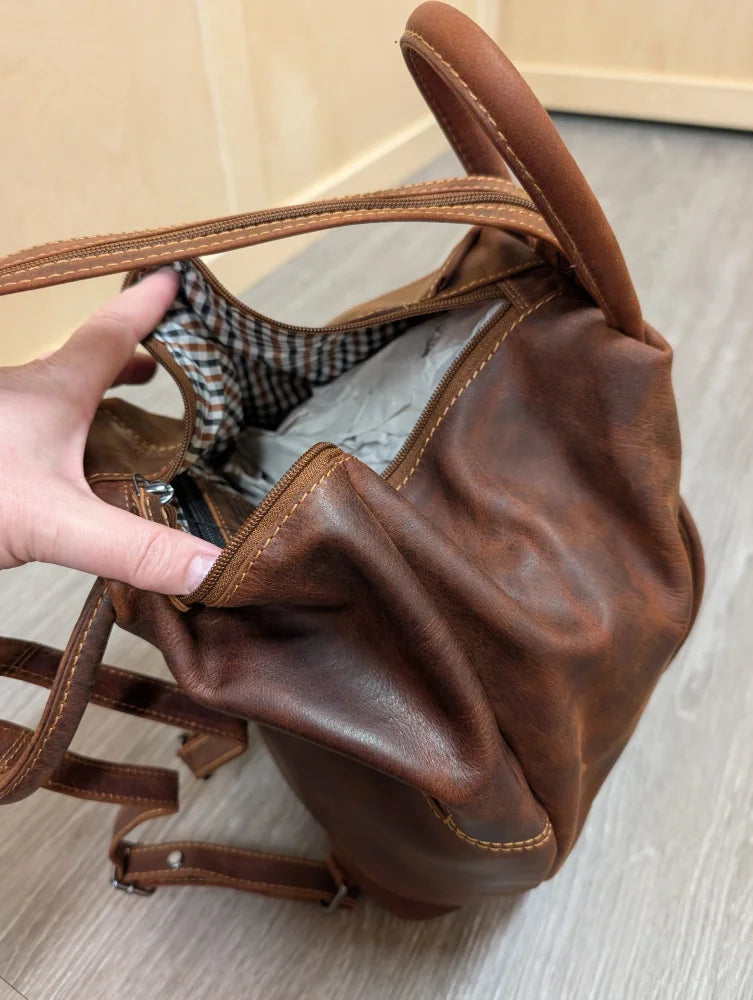 Brown leather shoulder bag GW006B best seller with worn texture