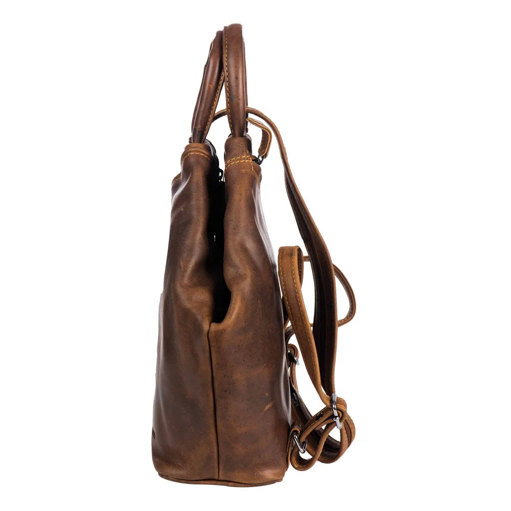 Brown leather shoulder bag Zoe GW006B backpack with adjustable straps