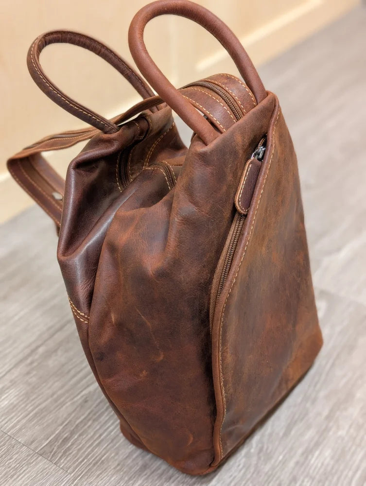 Brown leather shoulder bag GW006B best seller with sturdy handles