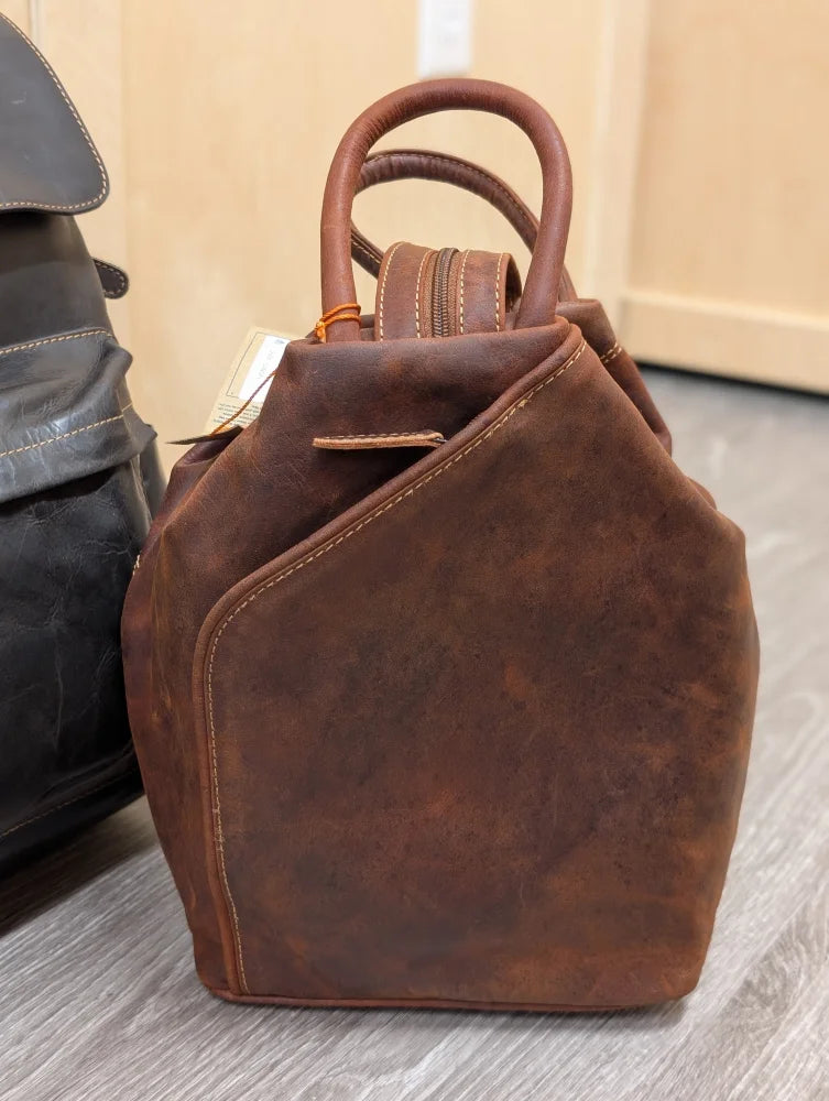 Rustic brown leather shoulder bag GW006B best seller with stitching