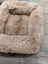 Cozy beige faux fur sheepskin pet bed with plush highland sheepskin design