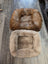 Cozy brown beige faux fur sheepskin pet bed for pets