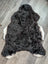 Large luv11 soft blacky icelandic sheepskin rug with short wool curly plush fur in black and white