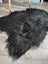 Black fluffy luv35 50 x 36 large soft icelandic sheepskin rug with long wool and natural irregular shape