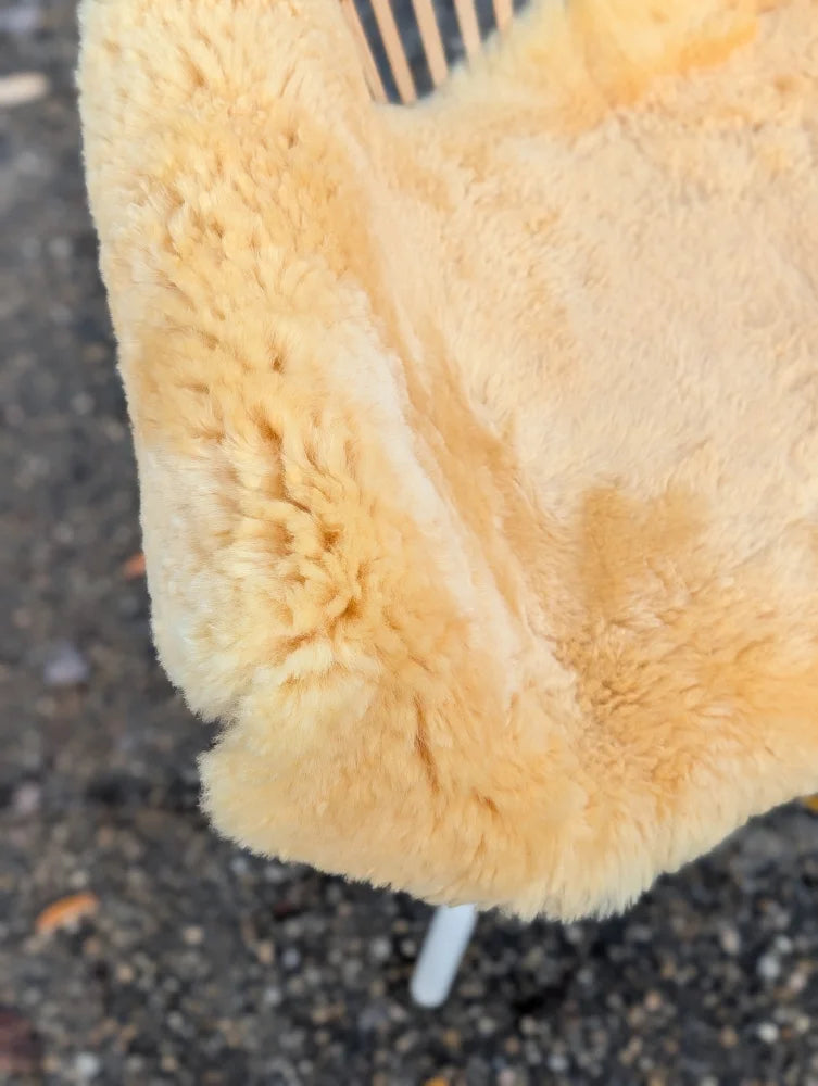 Soft light beige washable medical sheepskin medium with plush textured surface by angus oliver british sheepskins
