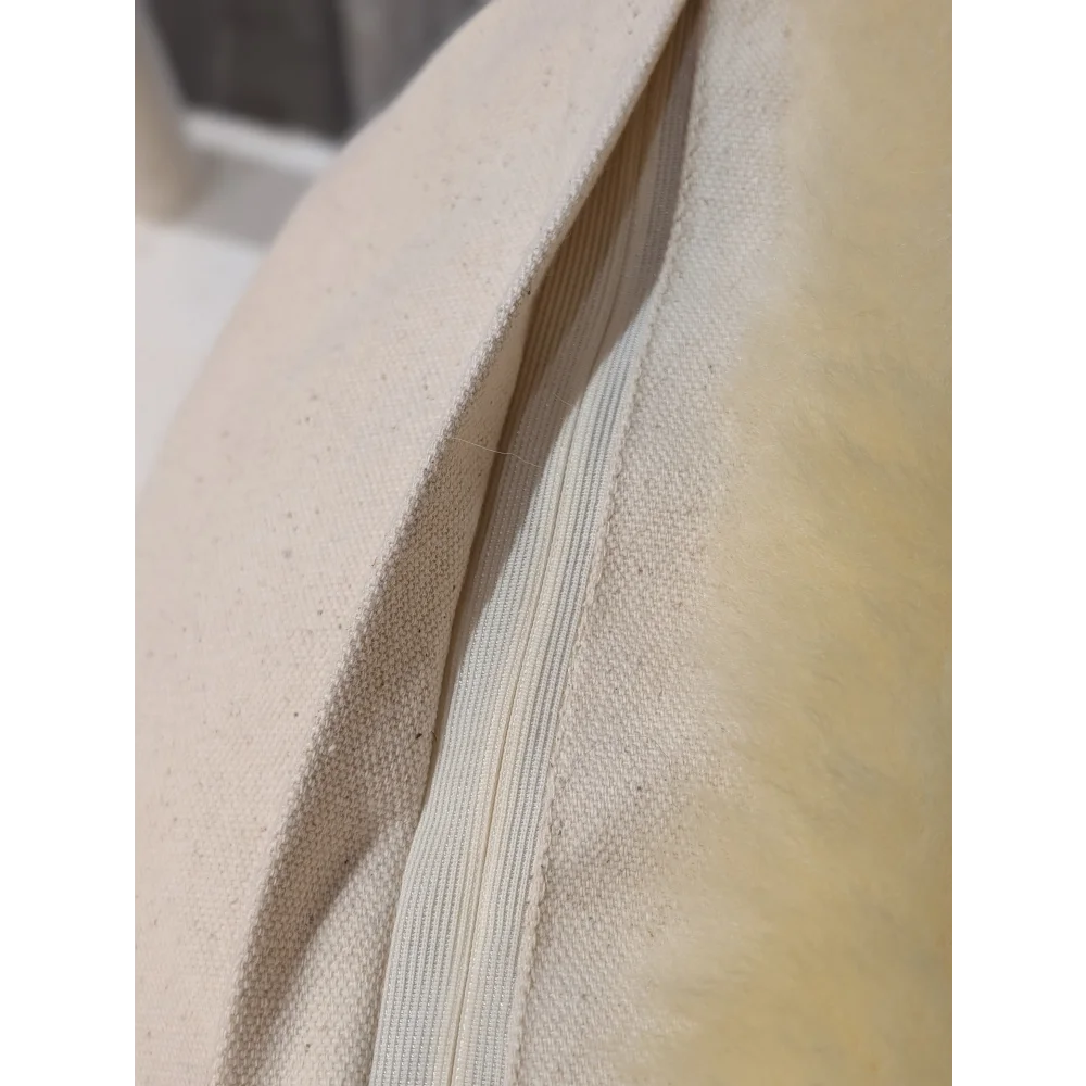 Beige canvas cushion cover with matching zipper for medical sheepskin cushion use and comfort