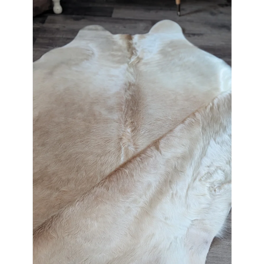 Medium 190 very soft large cowhide rug by angus oliver with creamy white and light brown gradient beautiful rugs