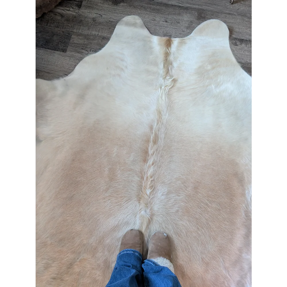 Medium 190 angus oliver large cowhide rug in cream with soft fur texture and tan gradient perfect for beautiful rugs