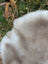 A soft fluffy white british isles sheepskin blanket with plush texture and subtle beige undertones mel3 46 x 29