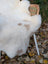 White british isles sheepskin rug with natural brown patches draped over a woven chair for cozy decor