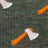 Green knitted merino wool socks with orange and white axe patterns perfect for warm hiking and trail use