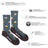 Men’s blue and brown merino wool socks with yellow beaver pattern for premium soft comfort and warmth