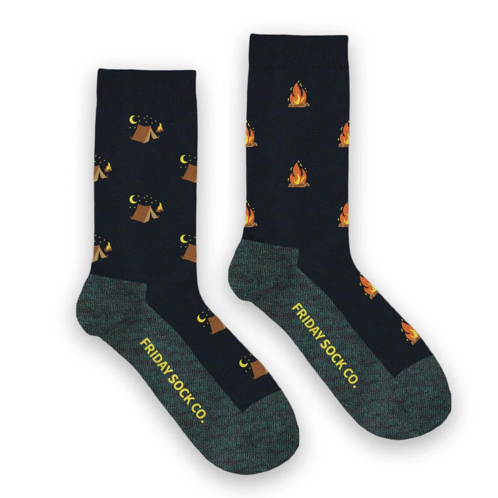 Friday Sock Co. mens camping at night merino wool socks