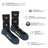 Men’s dark blue merino wool socks with orange campfires brown tents gray heel toe breathable fit by friday sock co