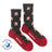 Men’s gingerbread bite merino wool socks by friday sock co black and red wool socks with gingerbread men pattern