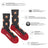 Dark gray and red men’s gingerbread bite merino wool socks with tan gingerbread men pattern by friday sock co