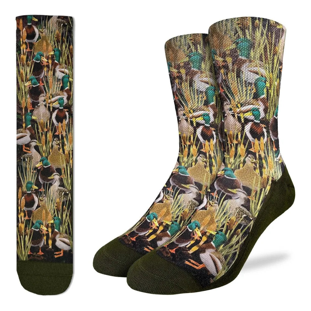 Angus Oliver mens mallard ducks in marsh socks with camo pattern