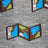 Gray merino wool socks with a pixelated map design featuring brown borders blue water and green landmasses
