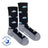 Black merino wool socks with silver and blue mountain clouds and gray heel and toe perfect for men