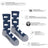 Men’s polar bear merino wool socks in navy blue and gray with white prints made from rws certified wool socks