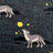 Dark green merino wool socks with embroidered gray and white wolves and yellow stars for warm breathable wear