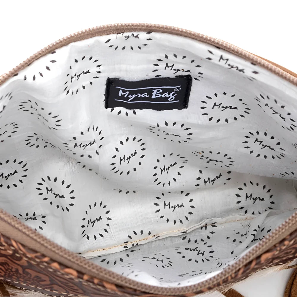 Mescalaro Hill hairon bag in warm caramel with Myra logos