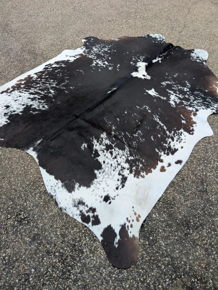 Moon1 96 x 82 massive large cowhide rug with beautiful black and white patches and unique characteristics