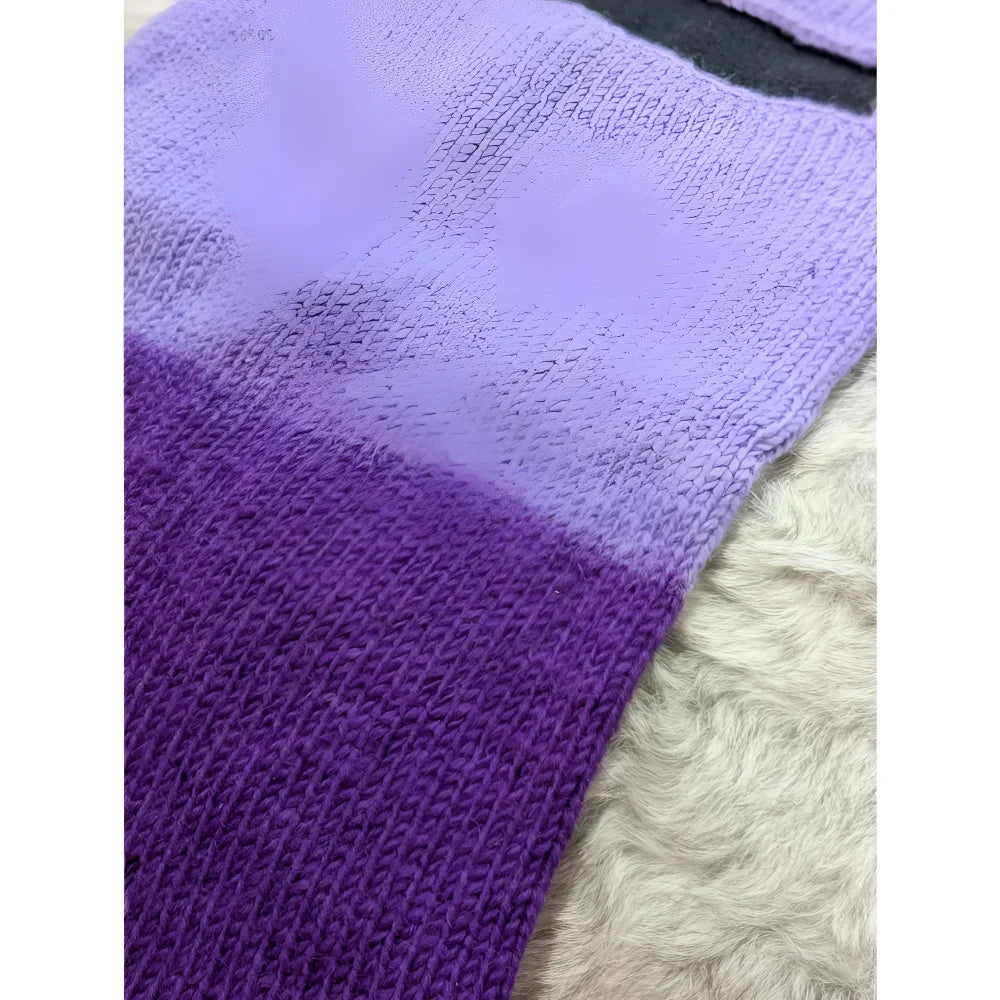 Moonstone dip dye slouch balaclava with lavender gradient knit scarf trim