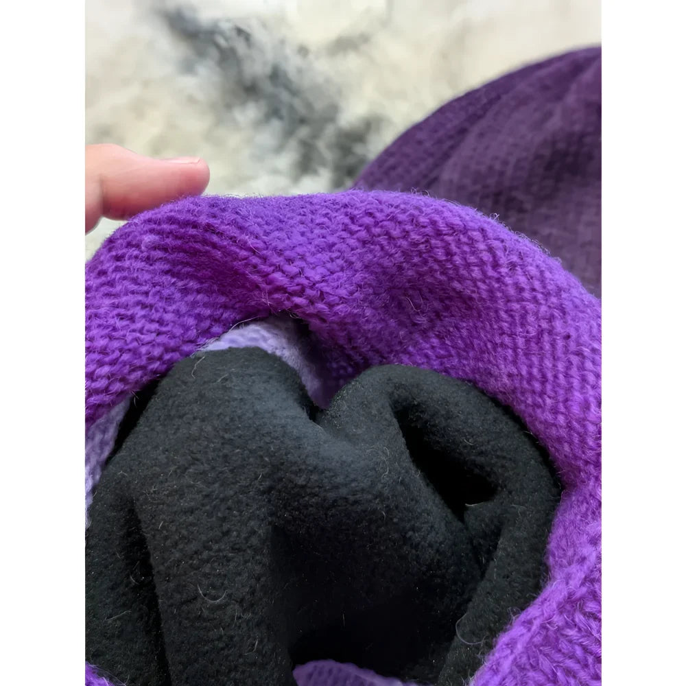 Purple Moonstone dip dye slouch balaclava with black fleece lining