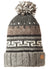 Charcoal gray Nanuk wool pom-pom beanie with black and white stripes