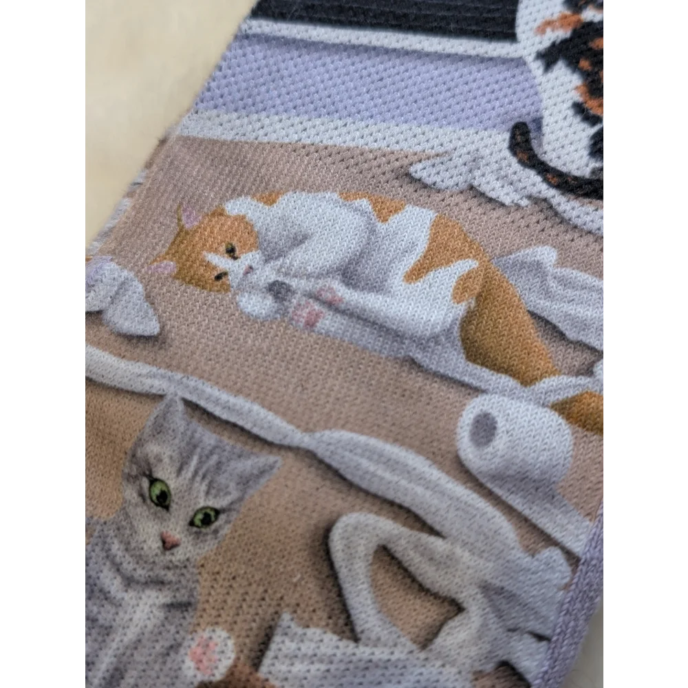 Naughty Cats cross-stitch wall hanging by Good Luck Socks with orange cats