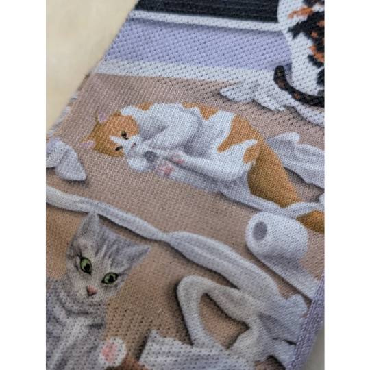 Naughty Cats cross-stitch wall hanging by Good Luck Socks with orange cats