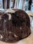 Natural British Ottoman Angus Oliver brown white sheepskin fur hat pouf