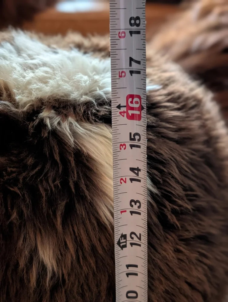 Angus Oliver natural British Ottoman sheepskin floor pouf blanket