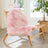 Pink merino sheepskin dyed merino sheepskins throw draped over light wood lounge chair made from strict european sheepskin