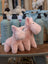 Soft pink plush large size donkey toys with embroidered eyes and stitched details from pink piggies collection