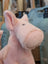 A large size pink piggies plush toy with a soft fuzzy surface and embroidered facial features