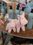 Pink piggies plush toys with soft fuzzy texture and embroidered black eyes in large size