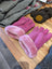 Two pairs of pink sheepskin gloves in brilliant shade with fur lining