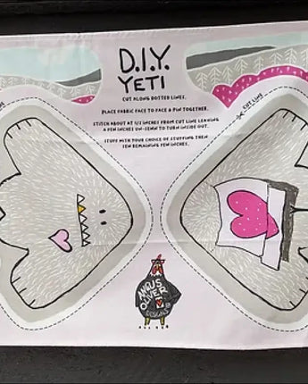 Pink Yeti Tea Towel DIY Soft Toy