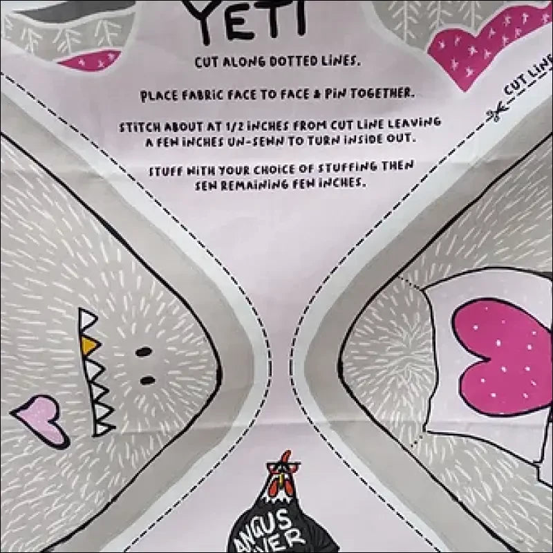 Pink Yeti Tea Towel DIY Soft Toy